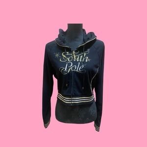 South Pole Y2K Logo Black Cropped Hoodie